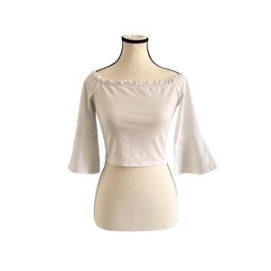 Fashion Nova White Ruffled Crop off the shoulder Blouse